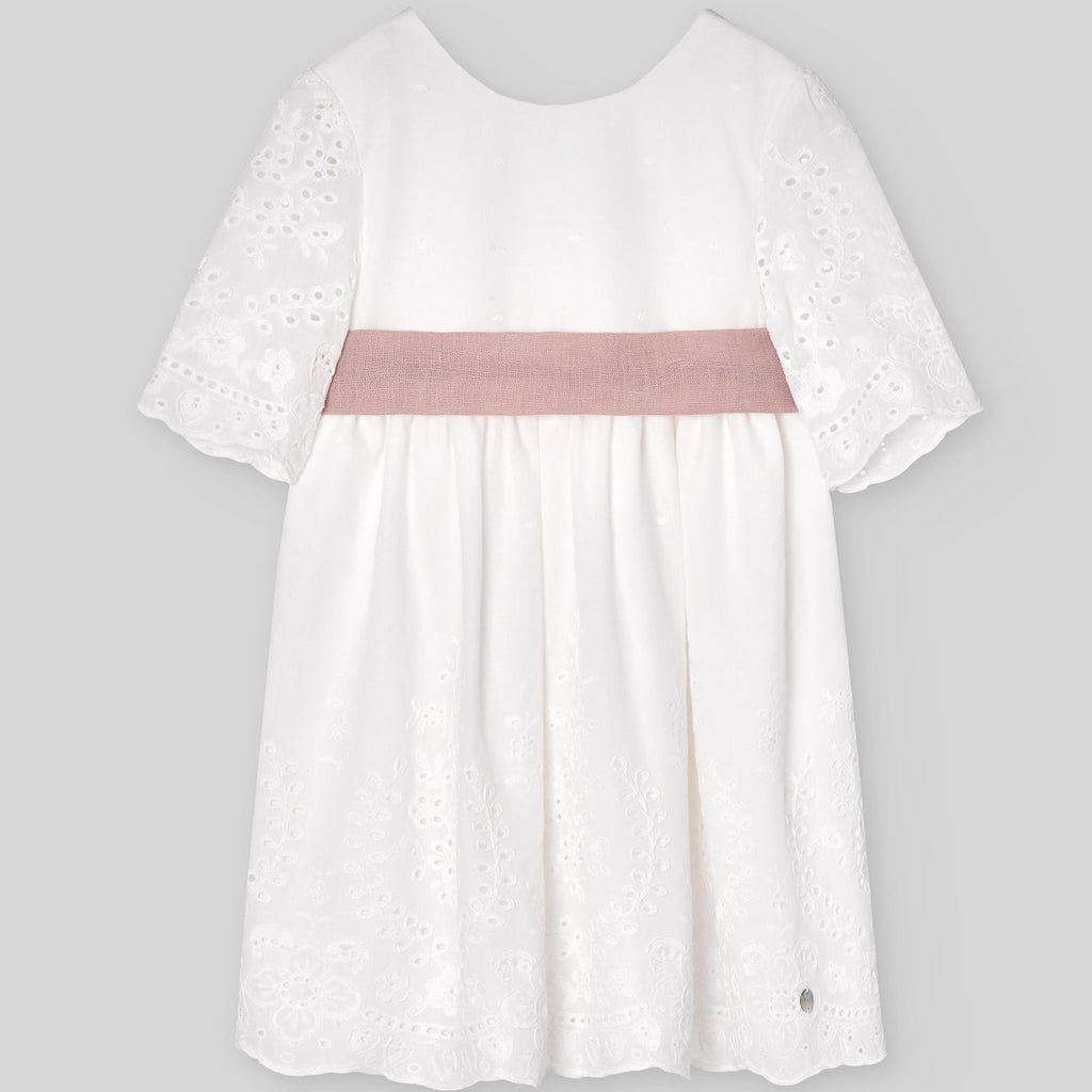 VESTIDO CEREMONIA BORDADO CRUDO "CEREMONIA" DE 3-8 AÑOS