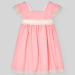 VESTIDO CORAL PLUMETI CON PUNTILLA "CEREMONIA"