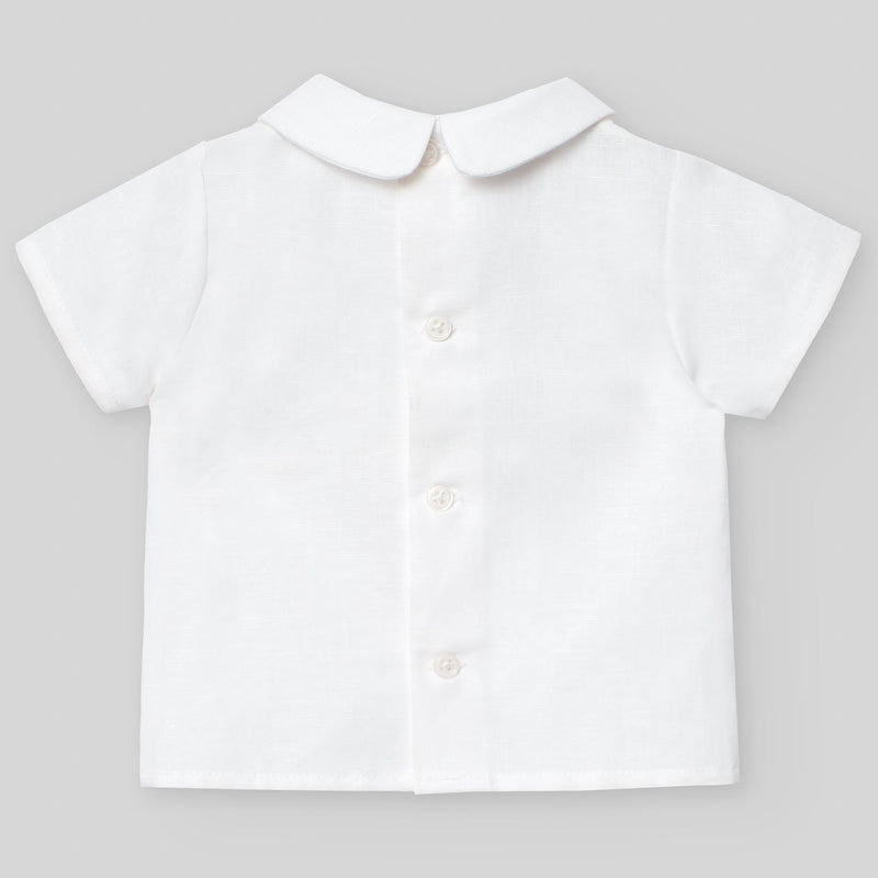 CONJUNTO BLUSA CON PANTALON CORTO VERDE AGUA "EIDO" NIÑO BEBE DE 6 M-24M