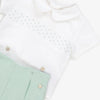 CONJUNTO BLUSA CON PANTALON CORTO VERDE AGUA "EIDO" NIÑO BEBE DE 6 M-24M