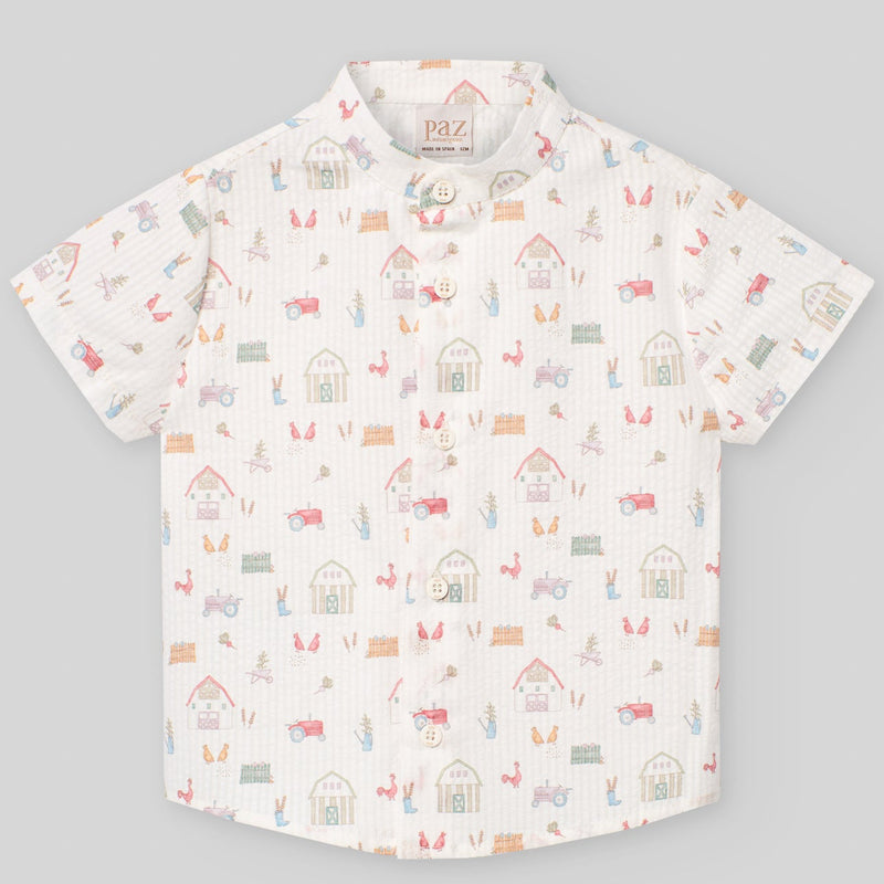 CONJUNTO CAMISA ESTAMPADA “GRANJA “ NIÑO DE 12M-4 AÑOS