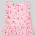 CONJUNTO BLUSA FLORES CON BERMUDA BLANCA "FLOR" NIÑA DE 2-10 AÑOS