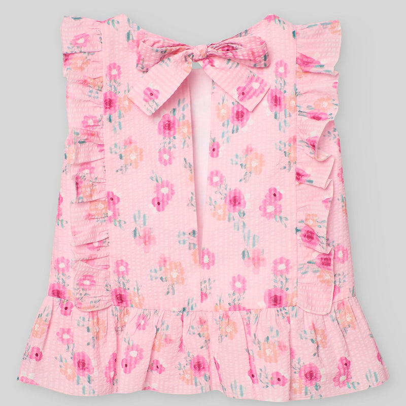 CONJUNTO BLUSA FLORES CON BERMUDA BLANCA "FLOR" NIÑA DE 2-10 AÑOS