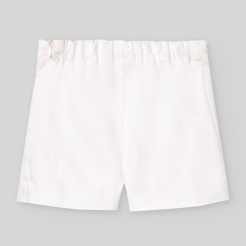 CONJUNTO BLUSA FLORES CON BERMUDA BLANCA "FLOR" NIÑA DE 2-10 AÑOS