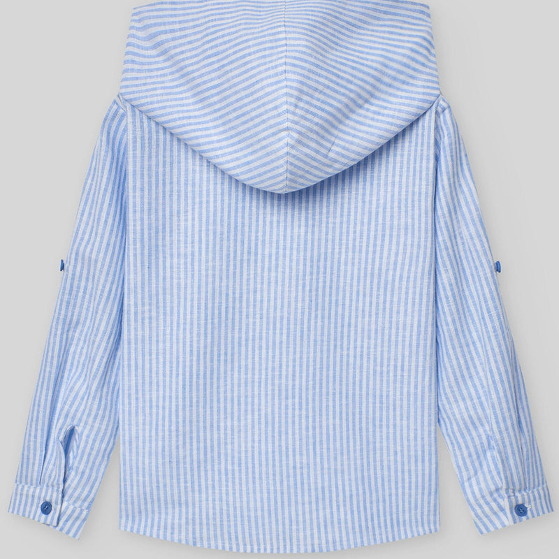 CAMISA RAYAS AZUL CON CAPUCHA NIÑO DE 2 AÑOS-10 AÑOS “DORNA”