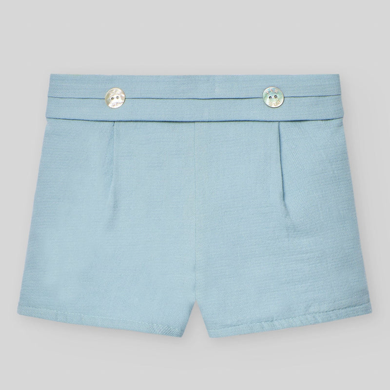 CONJUNTO BLUSA LINO CON PANTALON CORTO OPALO "SERAN" NIÑO BEBE DE 6M-24M