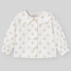 CONJUNTO BLUSA FLORES CON PANTALON PANA VERDE "SEMILLA"NIÑA DE 12M-24M