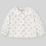 CONJUNTO BLUSA FLORES CON PANTALON PANA VERDE "SEMILLA"NIÑA DE 12M-24M