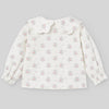 CONJUNTO BLUSA FLORES CON PANTALON PANA VERDE "SEMILLA"NIÑA DE 12M-24M