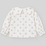 CONJUNTO BLUSA FLORES CON PANTALON PANA VERDE "SEMILLA"NIÑA DE 12M-24M