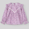 CONJUNTO BLUSA CON ENCAJE FLORES "VIOLETA" CON PANTALON PANA CRUDO
