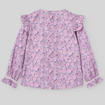 CONJUNTO BLUSA CON ENCAJE FLORES "VIOLETA" CON PANTALON PANA CRUDO