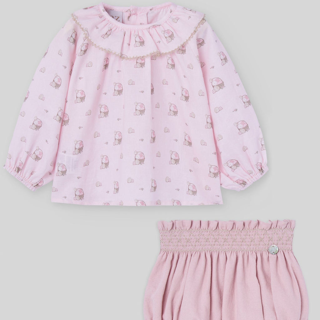 CONJUNTO BLUSA CON PANTALON CORTO "PASCUA "NIÑA BEBE