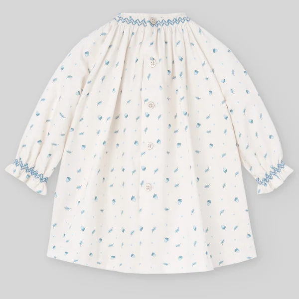 VESTIDO ESTAMPADO BELLOTAS "QUINTA" AZUL NILO
