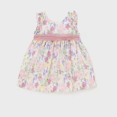 VESTIDO FLORES CON BANDA NIÑA BEBE DE 6M-3 AÑOS