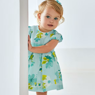 VESTIDO FLORES LINO BEBE NIÑA DE 12M-3 AÑOS