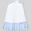 VESTIDO COMBINADO PLISADO RAYAS AZUL LINO “DORNA” NIÑA DE 2-6 AÑOS