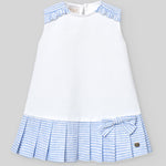 VESTIDO COMBINADO PLISADO RAYAS AZUL LINO “DORNA” NIÑA DE 2-6 AÑOS