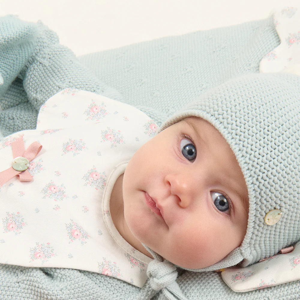 MAMELUCO PUNTO VERDE TISA CON PETO FLORES "SEMILLA" NIÑA BEBE 1-12M
