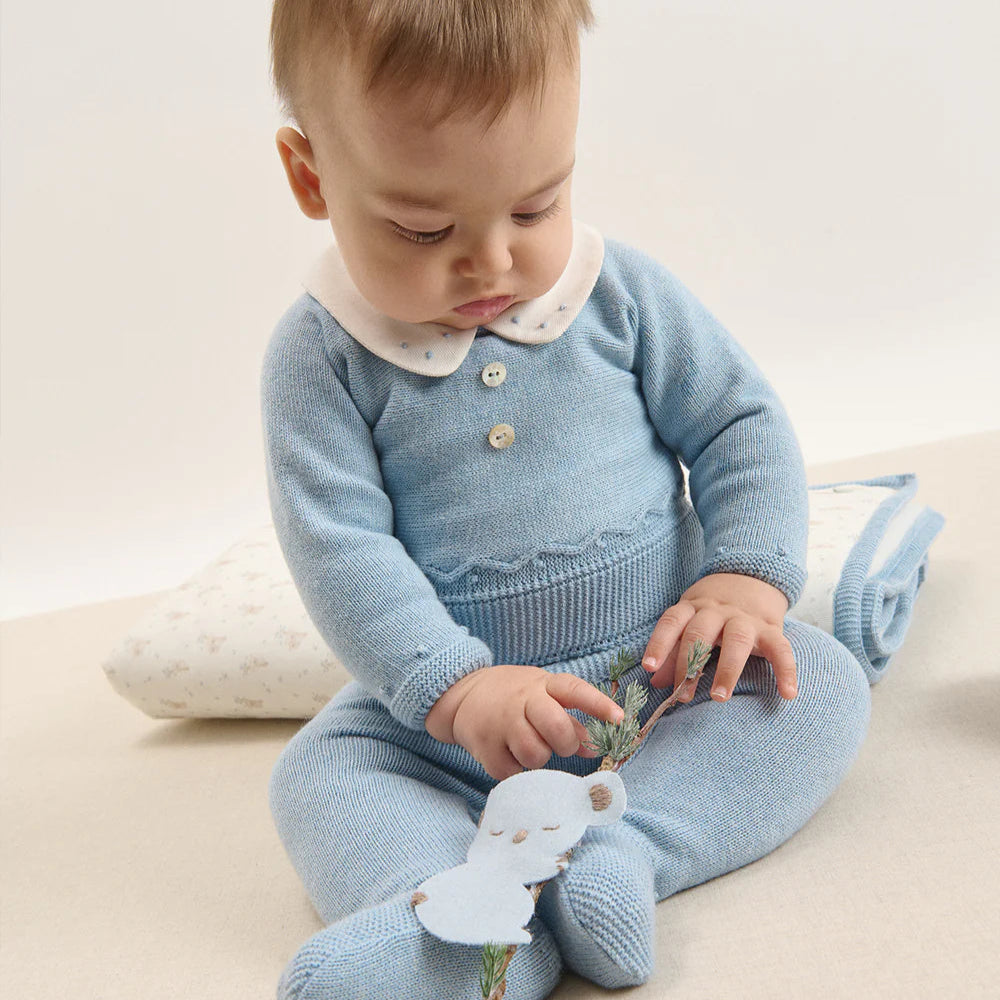 CONJUNTO ALGODON CASHEMERE "KOALA" AZUL RIVERA NIÑO BEBE