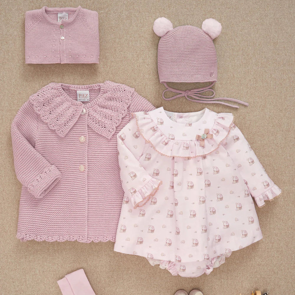 VESTIDO ROSA PALO "PASCUA" NIÑA BEBE DE 12M-24M