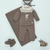 CONJUNTO CONEJO LANA MARRON "POMPON" UNISEX