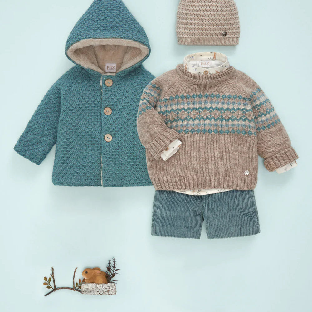 CONJUNTO CAMISA CON BERMUDA PANA VERDE ABETO "POMPON"