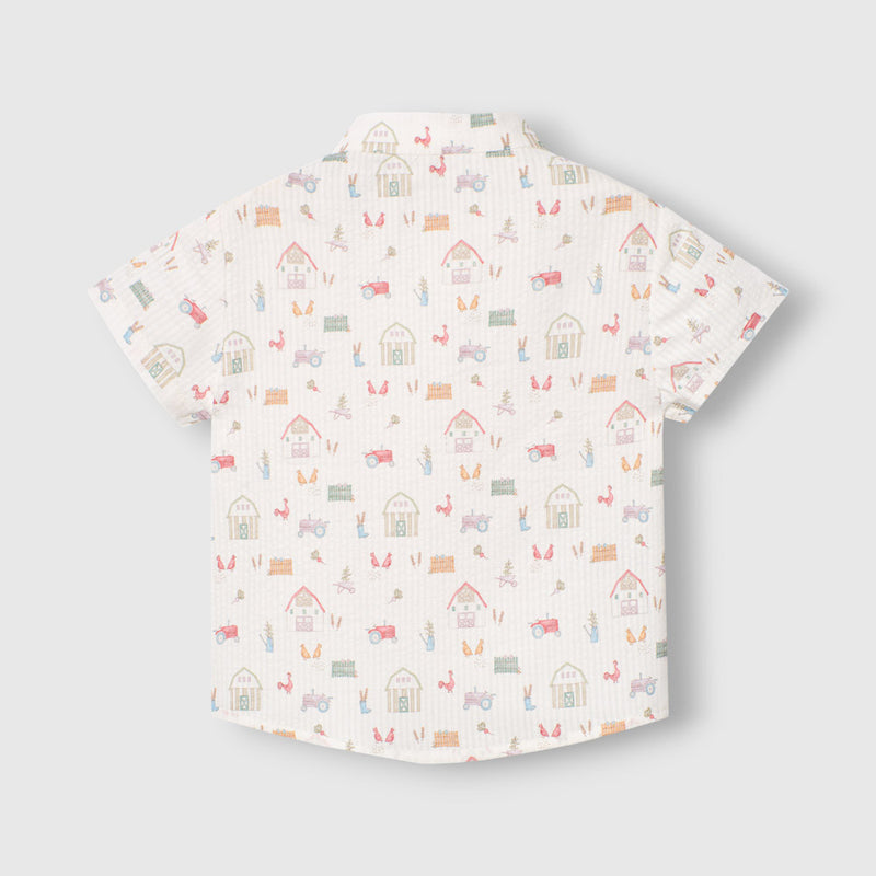 CONJUNTO CAMISA ESTAMPADA “GRANJA “ NIÑO DE 12M-4 AÑOS