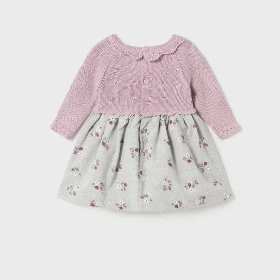 VESTIDO COMBINADO PUNTO TELA  NIÑA BEBE