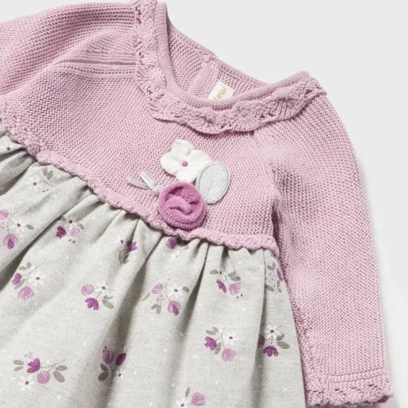 VESTIDO COMBINADO PUNTO TELA  NIÑA BEBE