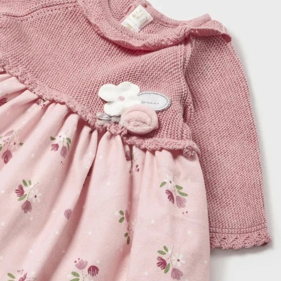 VESTIDO COMBINADO PUNTO TELA  NIÑA BEBE