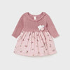 VESTIDO COMBINADO PUNTO TELA  NIÑA BEBE