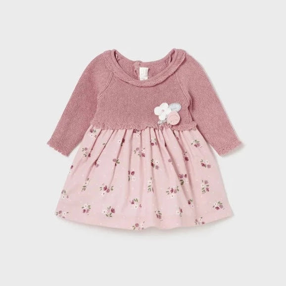 VESTIDO COMBINADO PUNTO TELA  NIÑA BEBE