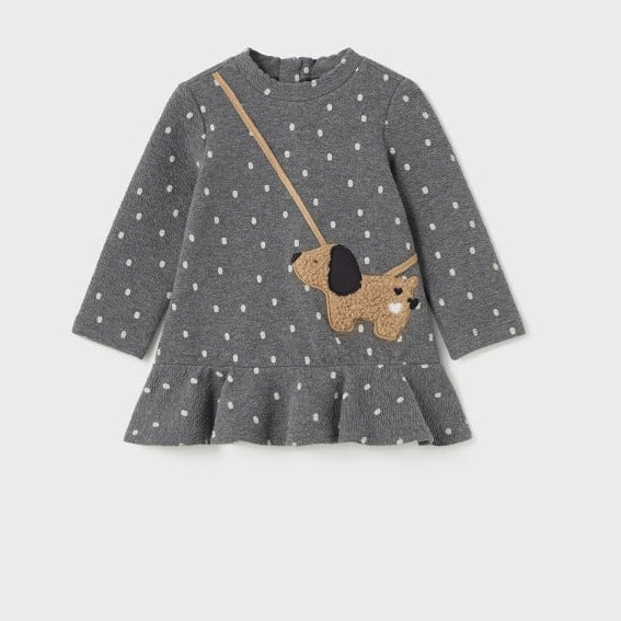 VESTIDO  LUNARES BOLSA SIMULADA PERR0 NIÑA BEBE