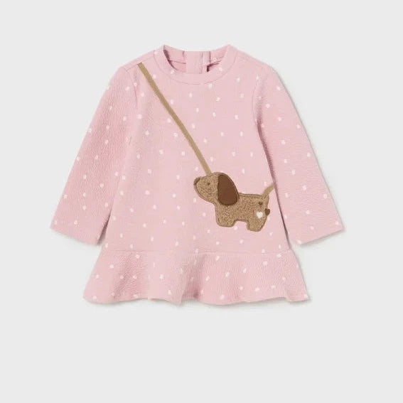 VESTIDO  LUNARES BOLSA SIMULADA PERR0 NIÑA BEBE