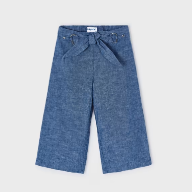 PANTALON LINO ANCHO AZUL NIÑA DE 4-8 AÑOS