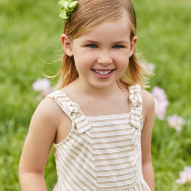 CONJUNTO BLUSA CON PANTALON RAYAS BEIGE NIÑA DE 2-8 AÑOS