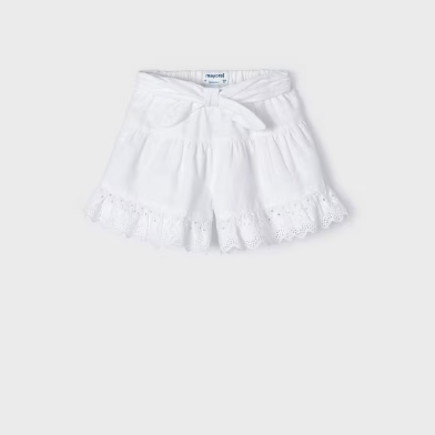 FALDA PANTALON HOLANES BLANCO PERFORADO NIÑA DE 2-8 AÑOS