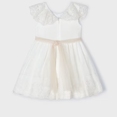 VESTIDO LINO CEREMONIA CRUDO NIÑA DE 2-8 AÑOS