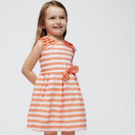 VESTIDO LINO RAYAS NARAJA NIÑA DE 2-8 AÑOS