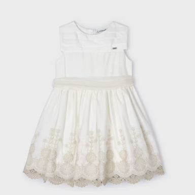 VESTIDO CRUDO BORDADO NIÑA DE 2-8 AÑOS