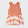 CONJUNTO FALDA RAYAS CON BLUSA  LINO NARANJA NIÑA DE 4-9 AÑOS