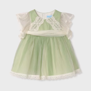 VESTIDO TUL ROMBOS VERDE NIÑA BEBE DE 12M-3 AÑOS