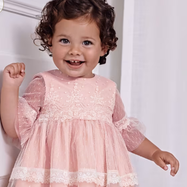 VESTIDO TUL PLUMETI BLUSH NIÑA BEBE DE 12M-3 AÑOS