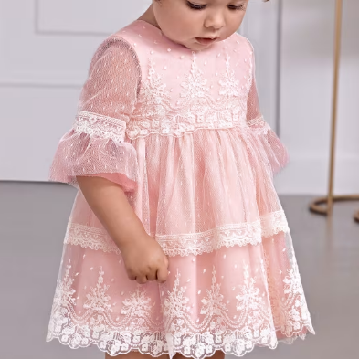 VESTIDO TUL PLUMETI BLUSH NIÑA BEBE DE 12M-3 AÑOS