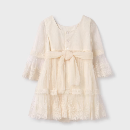 VESTIDO TUL PLUMETI CRUDO NIÑA DE 4-10 AÑOS