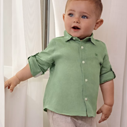 CONJUNTO CAMISA  Y BERMUDA LINO NIÑO BEBE DE 12M-3 AÑOS