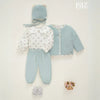 CONJUNTO BLUSA FLORES CON PANTALON PANA VERDE "SEMILLA"NIÑA DE 12M-24M