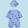 MONO BAÑO CON GORRO A JUEGO NIÑO BEBE DE 4-6M-18M