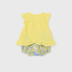 CONJUNTO BLUSA PLUMETI CON CALZON FLORES NIÑA BEBE DE 2-4M-18M